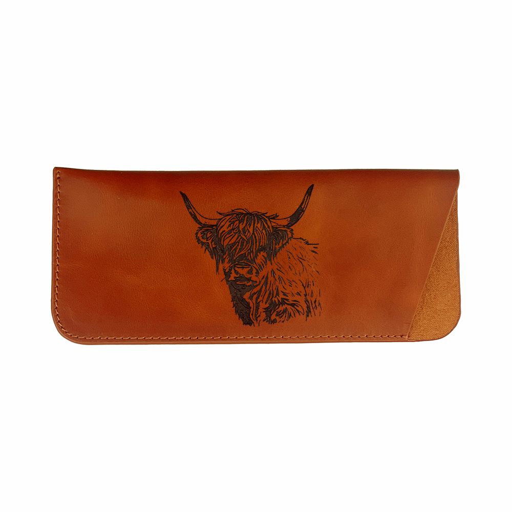 Leather Glasses Case - Highland Cow