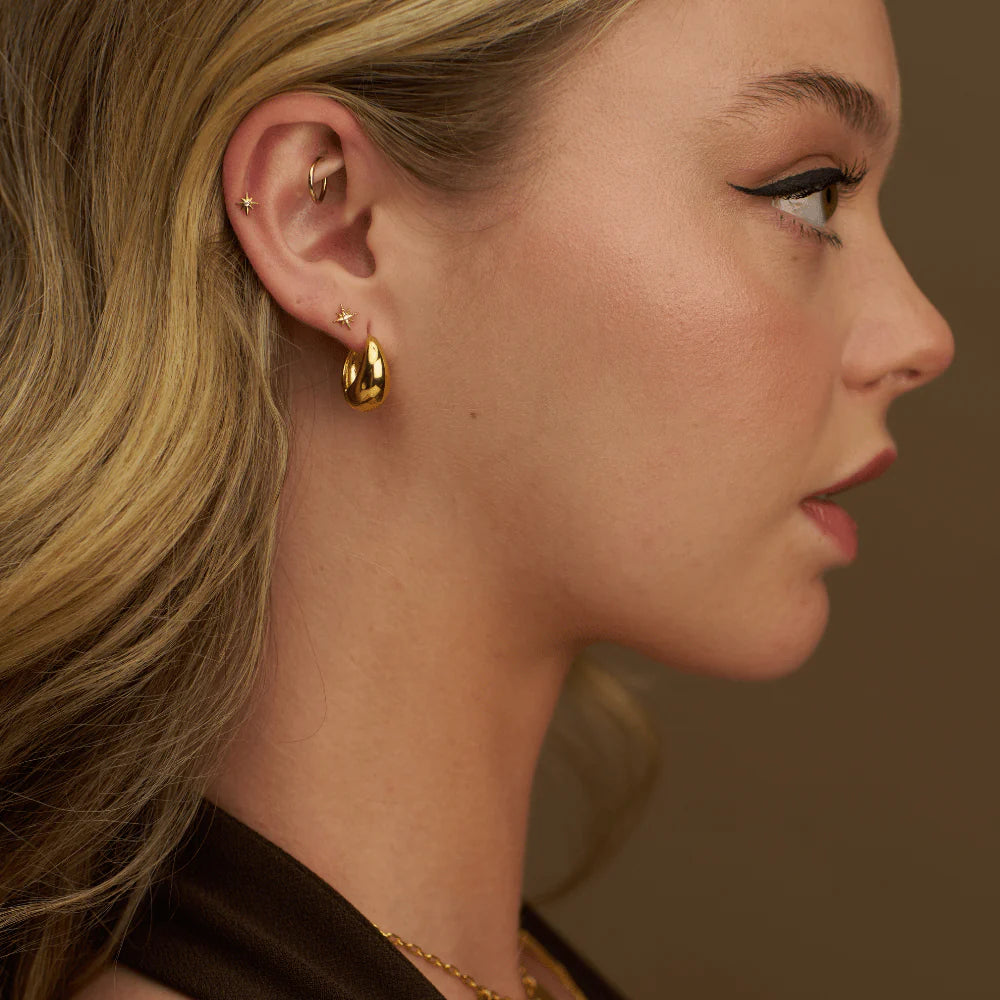 Polished Domed Taper Hoop Earrings