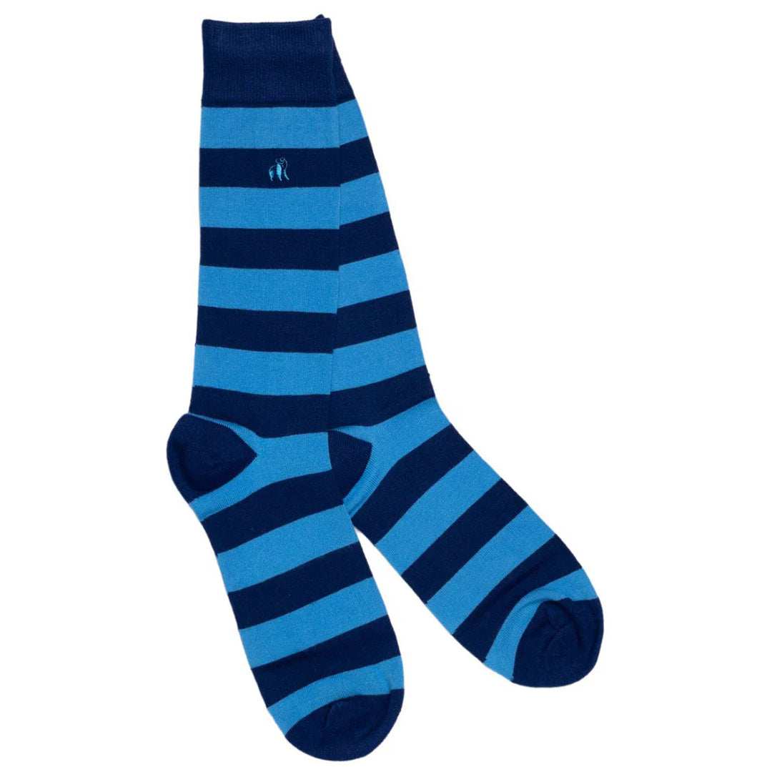 Sky Blue Striped Socks (Size 7-11)