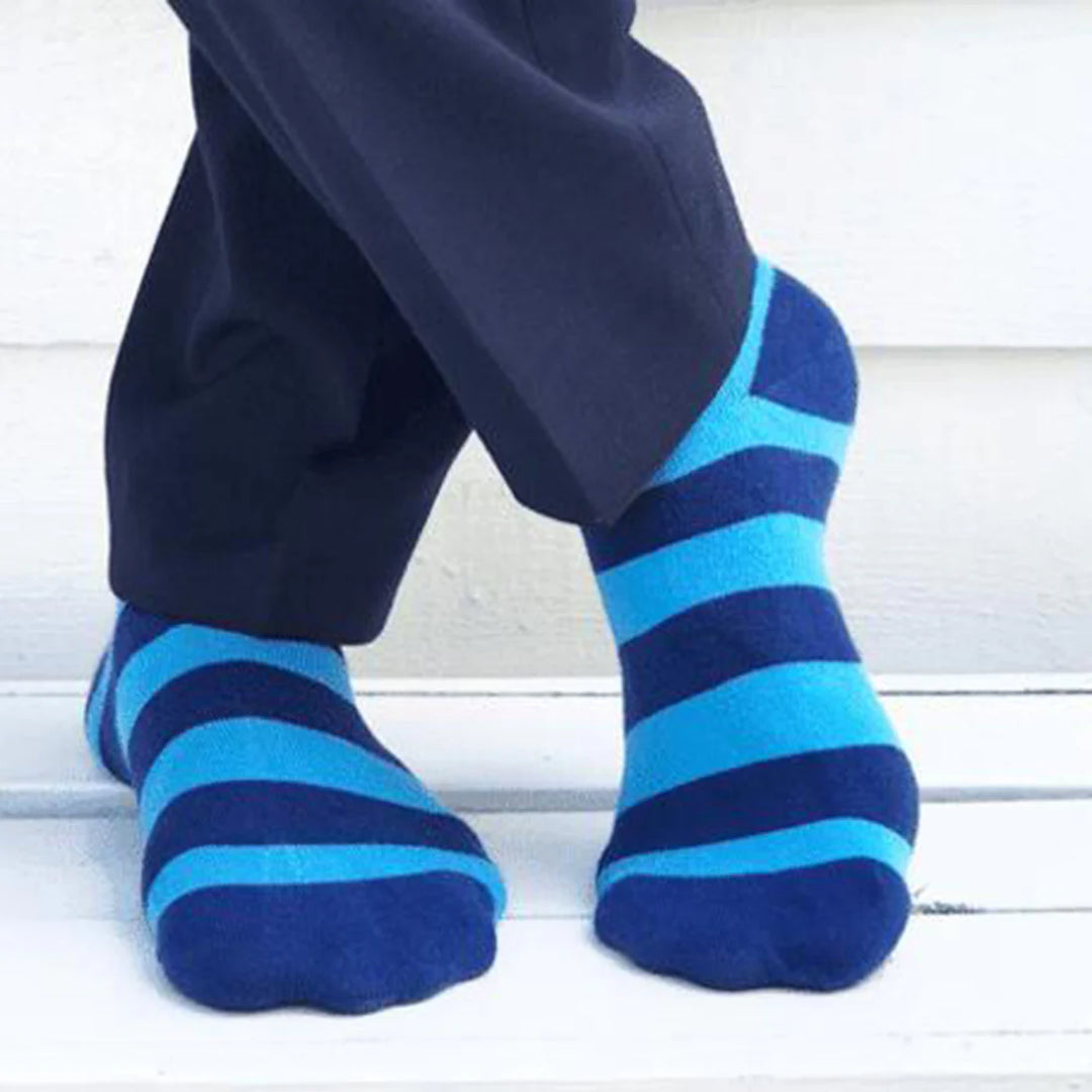 Sky Blue Striped Socks (Size 7-11)