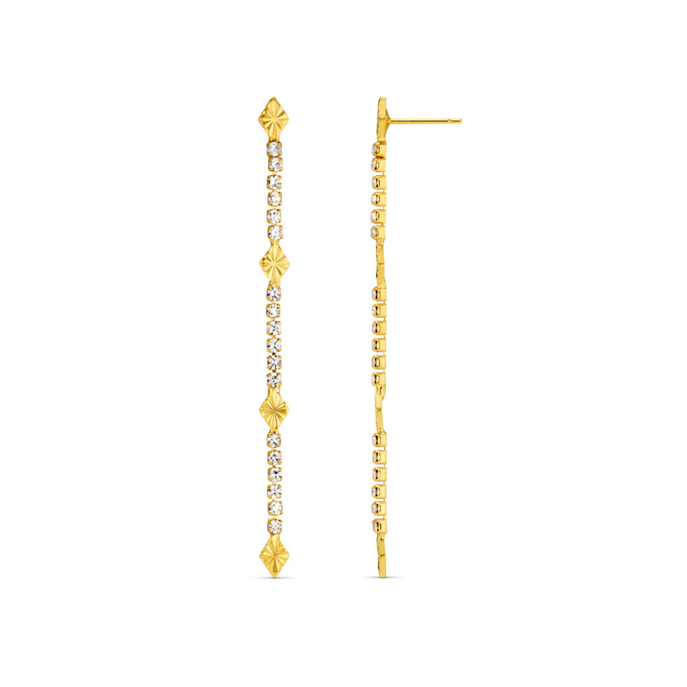 Cupchain & Etched Detail Long Drop Earrings