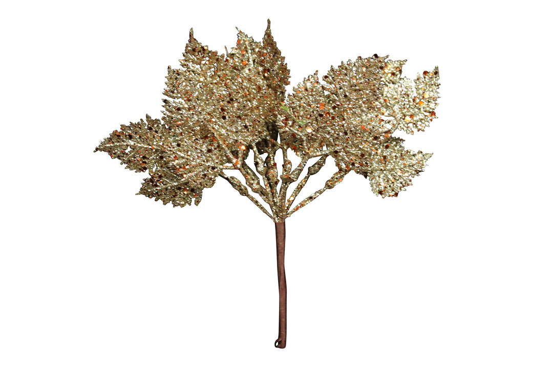 Gold Glitter Leaf Pick