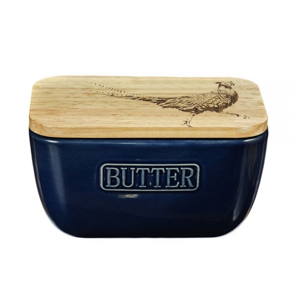 Pheasant Blue Butter Dish