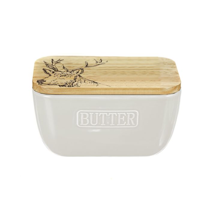 STAG WHITE BUTTER DISH