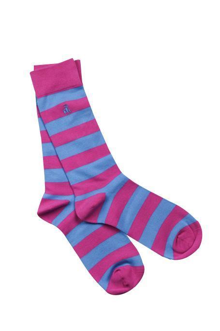Pink and Blue Striped Bamboo Socks UK 7-11 (US 8-12 / EU 40-47) thenestatno9.com | thenest-atno9.com