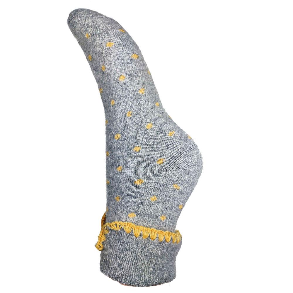 Grey with Mustard Dot Cuff Sock